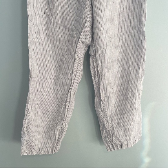 Eileen Fisher Organic Handerchief Linen Striped Pant Pearl Medium - Picture 7 of 13